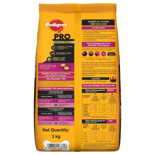 Pedigree PRO Small Breed Starter Dry Dog Food, 3 kg (Pack of 1)