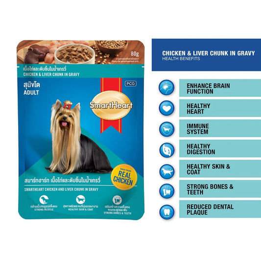 Smart Heart Chicken & Liver Chunks in Gravy Adult Dog Wet Food
