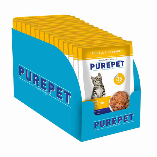 Purepet Real Tuna & Chicken Liver in Gravy Cat Wet Food – 55g