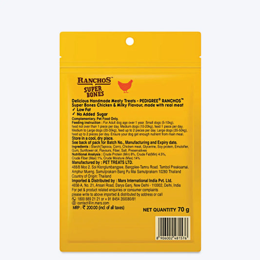 Pedigree Ranchos Super Bones Chicken & Milk Treats – 70 g