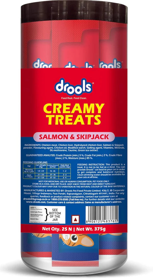 Drools Creamy Treats for Cats - Salmon Sipjack Flavor, 25 Pcs