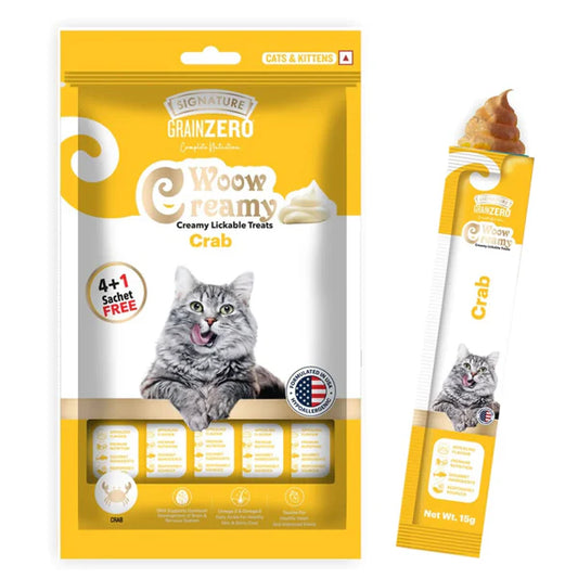 Signature Grain Zero Woow Creamy Crab Lickable Treats for Cat & Kitten – 75 g