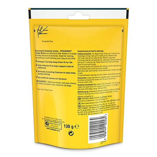 Pedigree Tasty Minis Cubes Dog Treats – Chicken & Duck, 130g