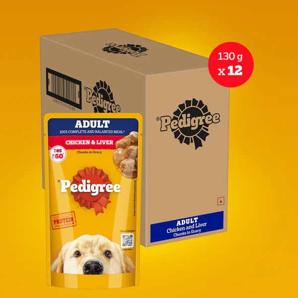 Pedigree Adult Chicken & Liver Chunks Wet Dog Food – 120g