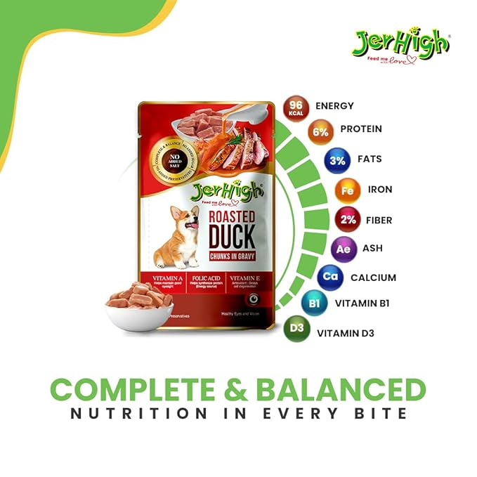 JerHigh Roasted Duck in Gravy Wet Dog Food - 120g