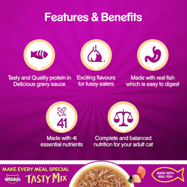 Whiskas Adult Wet Cat Food, Seafood Cocktail in Gravy