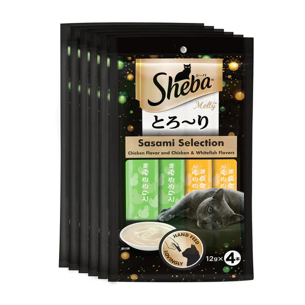 Sheba Tuna Flavor and Tuna & Prawn Maguro Selection Melty Premium Cat Treats, 48 g