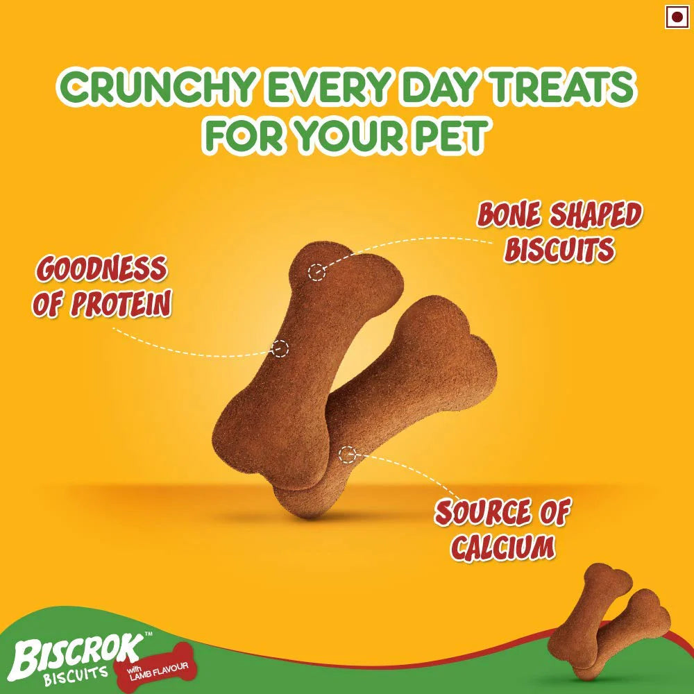 Pedigree Biscrok Dog Biscuit, Lamb Flavour – 500g