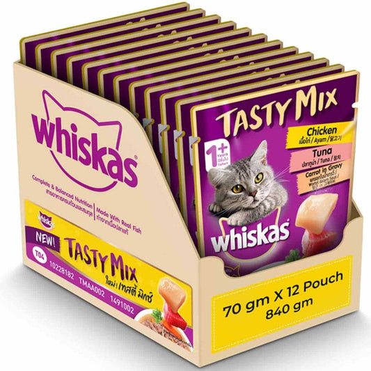 Whiskas Chicken, Tuna & Carrot in Gravy Wet Food for Adult Cats