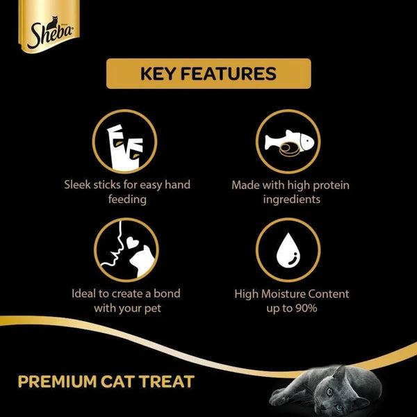Sheba Tuna Flavor and Tuna & Prawn Maguro Selection Melty Premium Cat Treats, 48 g
