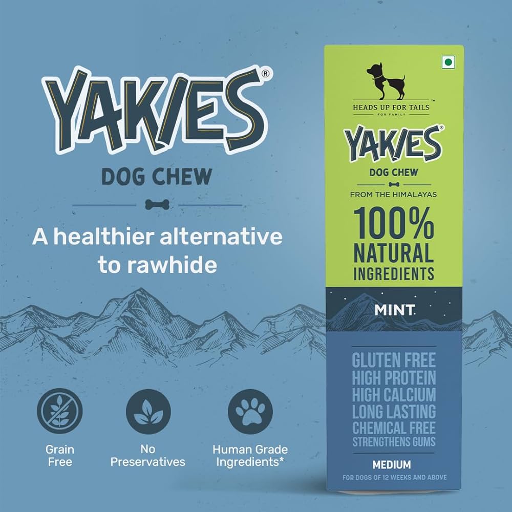 YAKIES DOG CHEW MINT 100% NATURAL 75GM