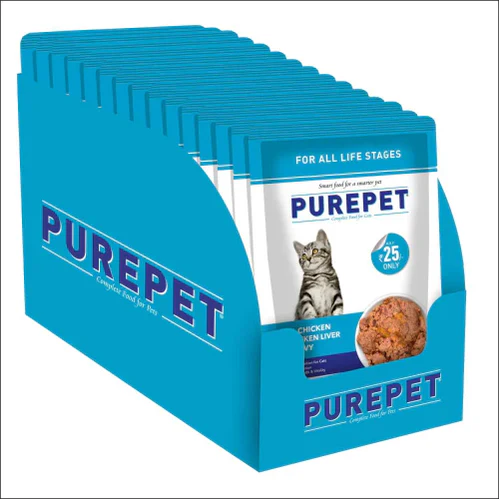 Purepet Real Chicken & Chicken Liver in Gravy Cat Wet Food – 55 g