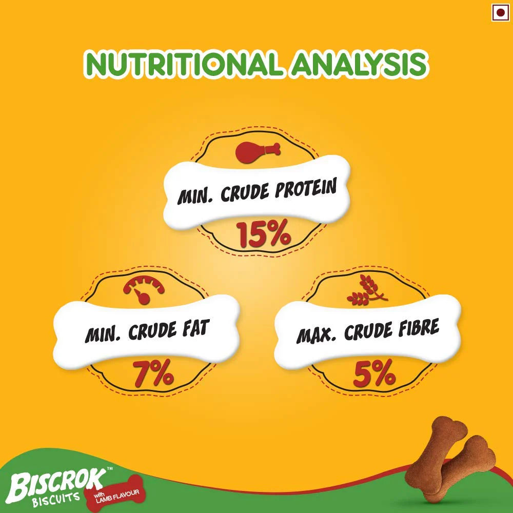 Pedigree Biscrok Dog Biscuit, Lamb Flavour – 500g
