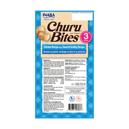 INABA Churu Churu Bites Chicken Wraps Tuna with Scallop Recipe Flavor Cat Treats USA722B, 30 g