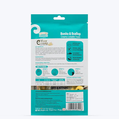 Signature Grain Zero Woow Creamy Bonito & Scallop Lickable Treats for Cat & Kitten – 75 g