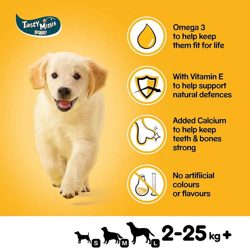 Pedigree Tasty Minis Cubes Puppy Dog Treats – Chicken, 125g