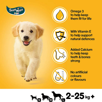 Pedigree Tasty Minis Cubes Puppy Dog Treats – Chicken, 125g