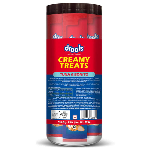Drools Creamy Treats for Cats - Tuna & Bonito Flavor, 25 Pcs