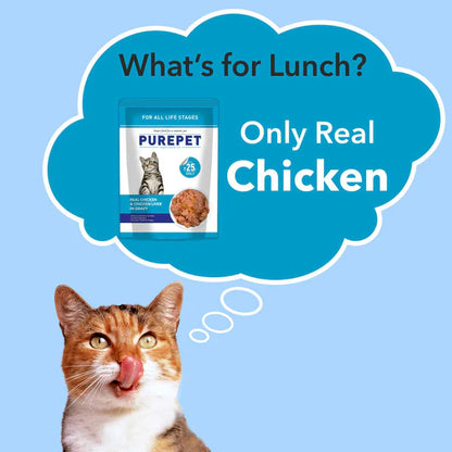 Purepet Real Chicken & Chicken Liver in Gravy Cat Wet Food – 55 g