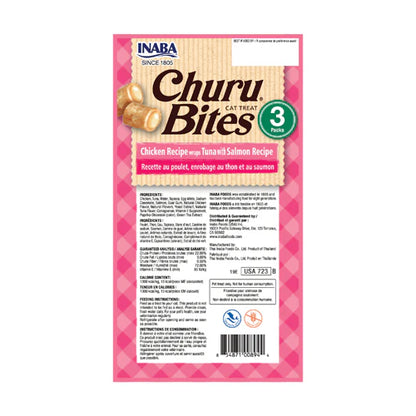 INABA Churu Churu Bites Chicken Wraps Tuna with Salmon Recipe Flavor Cat Treats USA723B, 30 g