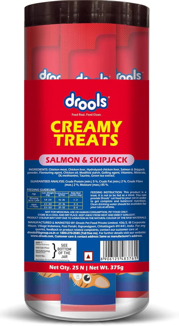 Drools Creamy Treats for Cats - Salmon Sipjack Flavor, 25 Pcs