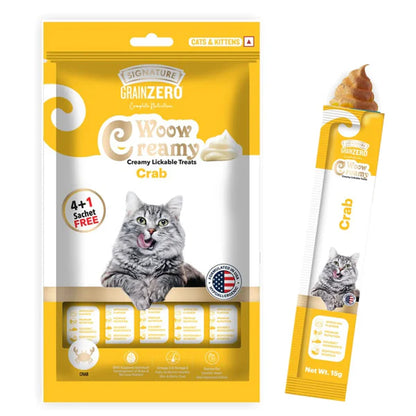 Signature Grain Zero Woow Creamy Crab Lickable Treats for Cat & Kitten – 75 g