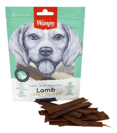 Wanpy Soft Oven Roasted Lamb Jerky Slices Dog Treats – 100g