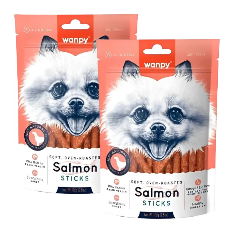 Wanpy Soft Oven Roasted Salmon Sticks – Dog Treats, 100g
