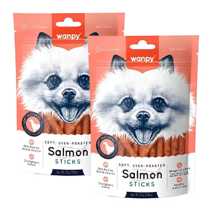 Wanpy Soft Oven Roasted Salmon Sticks – Dog Treats, 100g