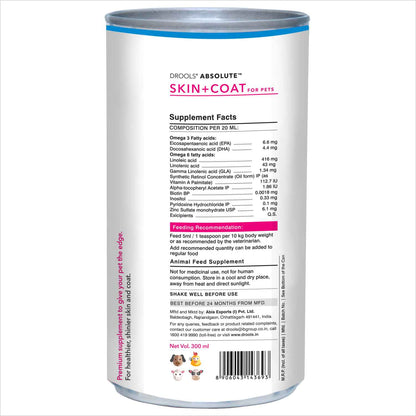 Drools Absolute Skin & Coat Syrup Supplement for Dogs - 300ml