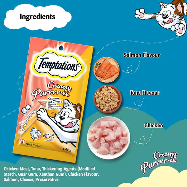 Temptations Creamy Purrrr ee Salmon & Cheese Cat Treats