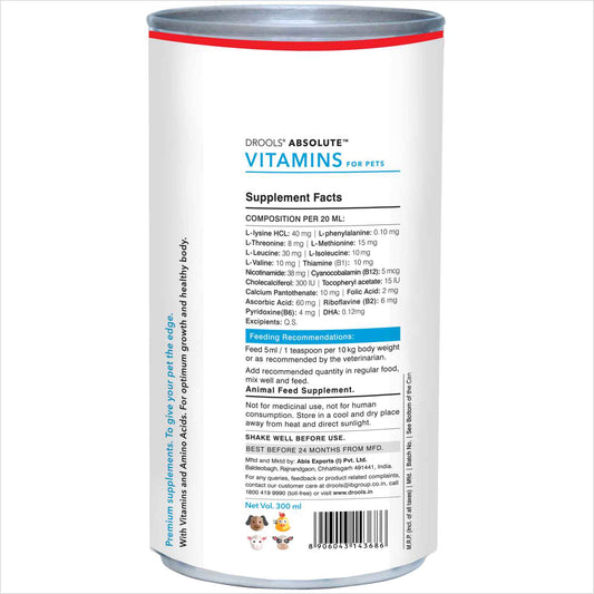 Drools Absolute Vitamin Syrup Supplement for Dogs - 300ml