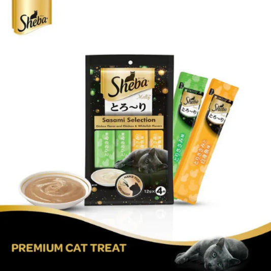 Sheba Tuna Flavor and Tuna & Prawn Maguro Selection Melty Premium Cat Treats, 48 g