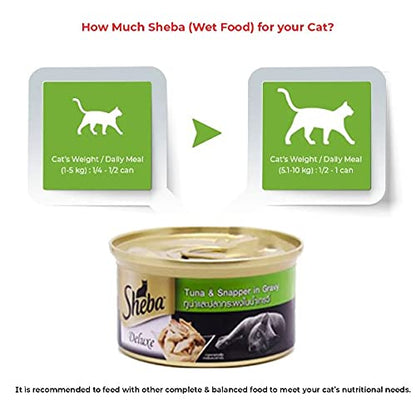 Sheba Wet Food Complete Nutrition Tuna White Meat & Snapper In Gravy Cat, 85g