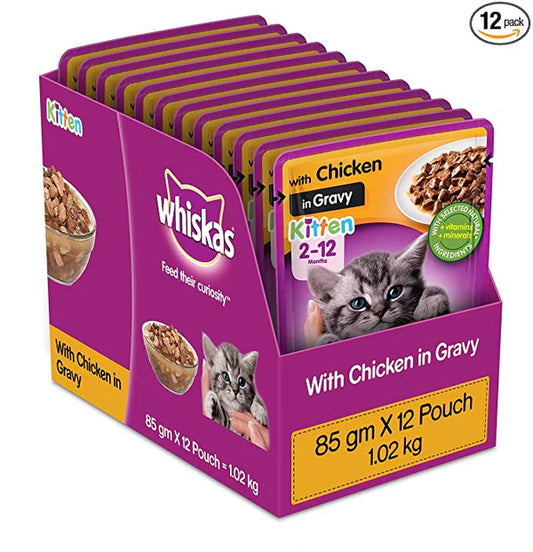 Whiskas Junior Kitten Wet Food - Chicken in Gravy (2-12 Months)