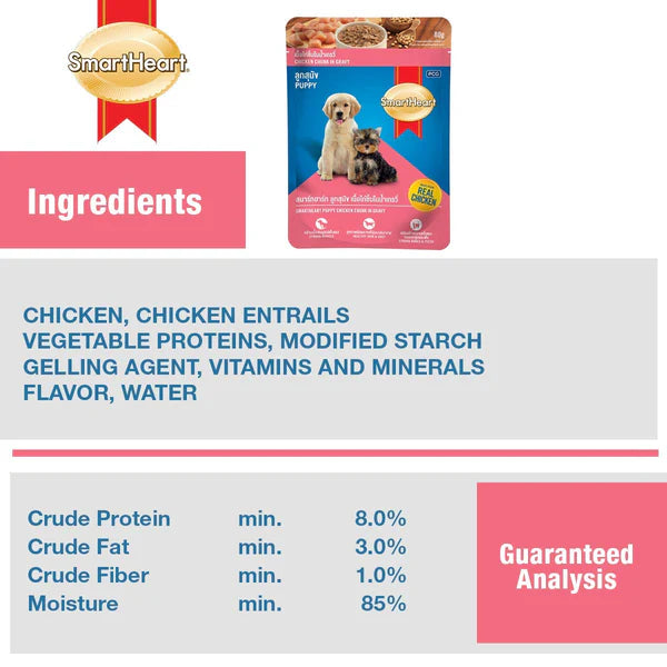 SmartHeart Chicken Chunks in Gravy Puppy Wet Food - High-Quality Protein