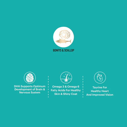 Signature Grain Zero Woow Creamy Bonito & Scallop Lickable Treats for Cat & Kitten – 75 g