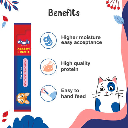 Drools Creamy Treats for Cats - Salmon Sipjack Flavor, 25 Pcs