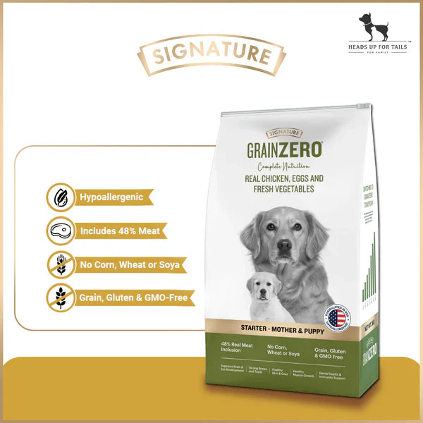 Signature Grain Zero Chicken, Egg & Vegetables Starter Dog Food – For Mother & Puppy