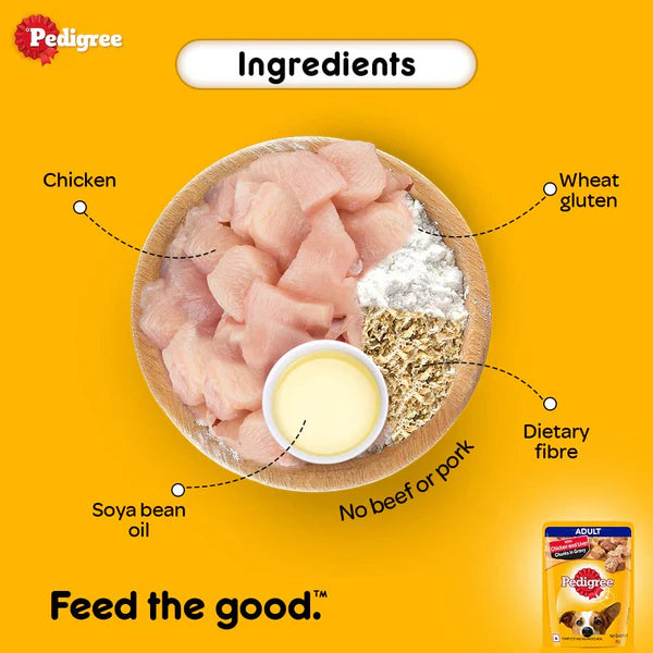 Pedigree Adult Wet Dog Food, Chicken & Liver Chunks in Gravy – 70g