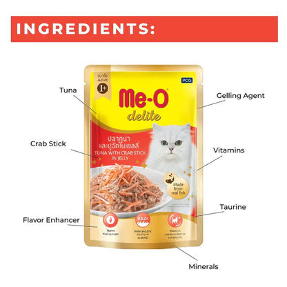 Me-O Delite Wet Cat Food Tuna with Crab Sticks in Jelly – 70g