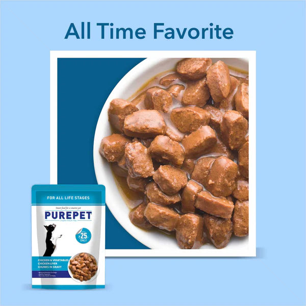 Purepet Gravy Chunks Wet Dog Food – Chicken & Vegetable Flavour, 70 g