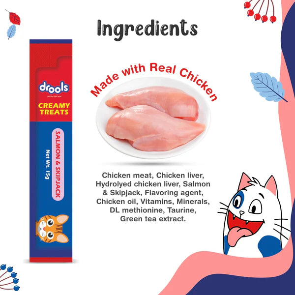 Drools Creamy Treats for Cats - Salmon Sipjack Flavor, 25 Pcs