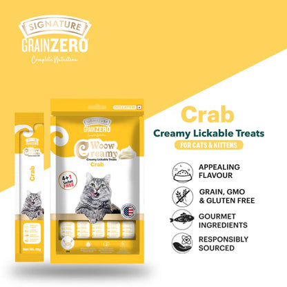 Signature Grain Zero Woow Creamy Crab Lickable Treats for Cat & Kitten – 75 g