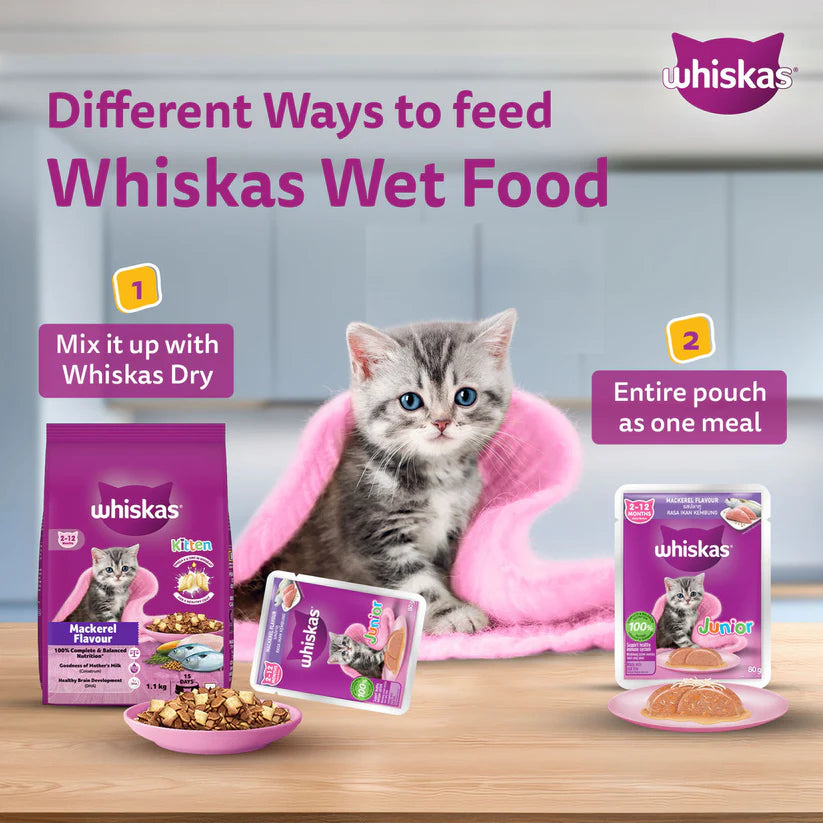 Whiskas Wet Food for Junior Kittens - Mackerel Jelly (2-12 Months)