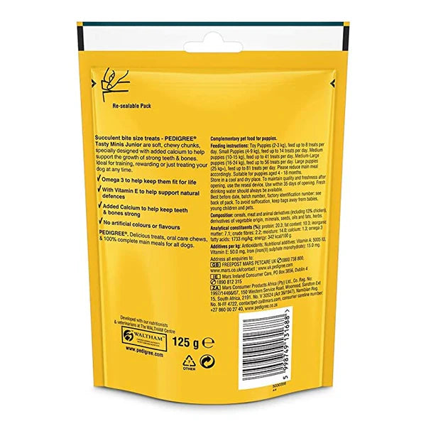 Pedigree Tasty Minis Cubes Puppy Dog Treats – Chicken, 125g