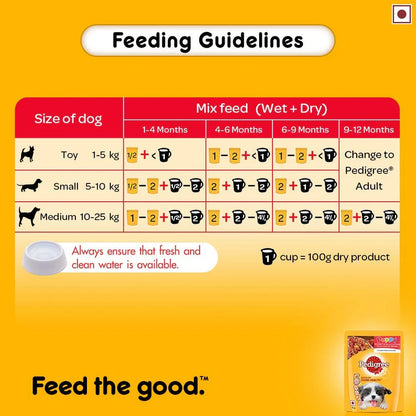 Pedigree Chicken & Liver Chunks in Gravy with Vegetables Wet Puppy Food - 70Gm Packs