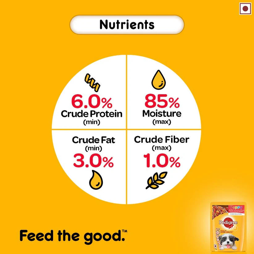 Pedigree Chicken & Liver Chunks in Gravy with Vegetables Wet Puppy Food - 70Gm Packs