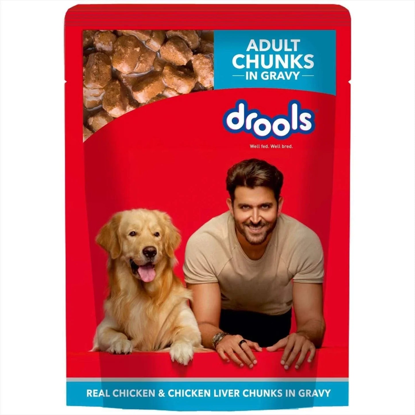 Drools Adult Dog Wet Food Real Chicken and Chicken Liver Chunks in Gravy