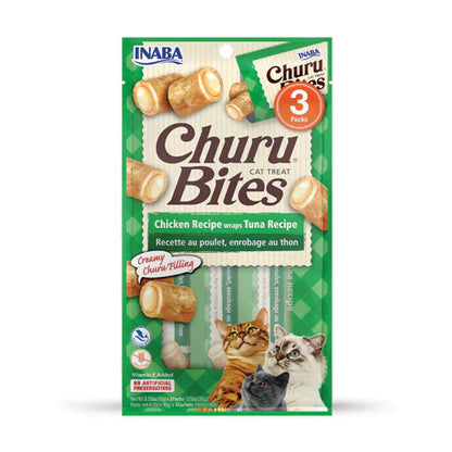 INABA Churu Churu Bites Chicken Wraps Tuna Flavor Cat Treats USA721B, 30 g